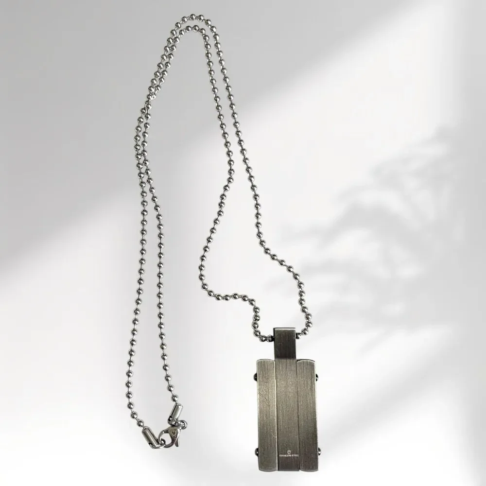 Mens Cross Necklace Dog Tag Chain Gunmetal Stainless Steel Christian Religious